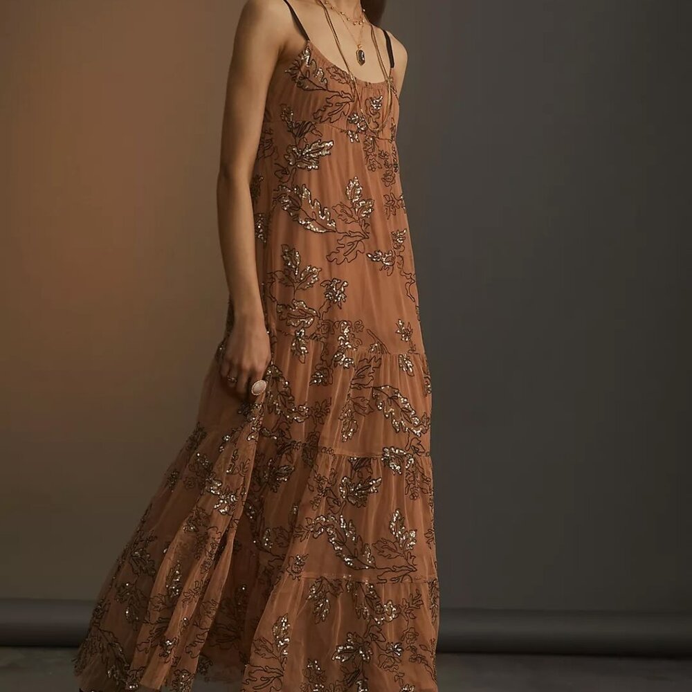 Maeve Sequined Tulle Midi Dress